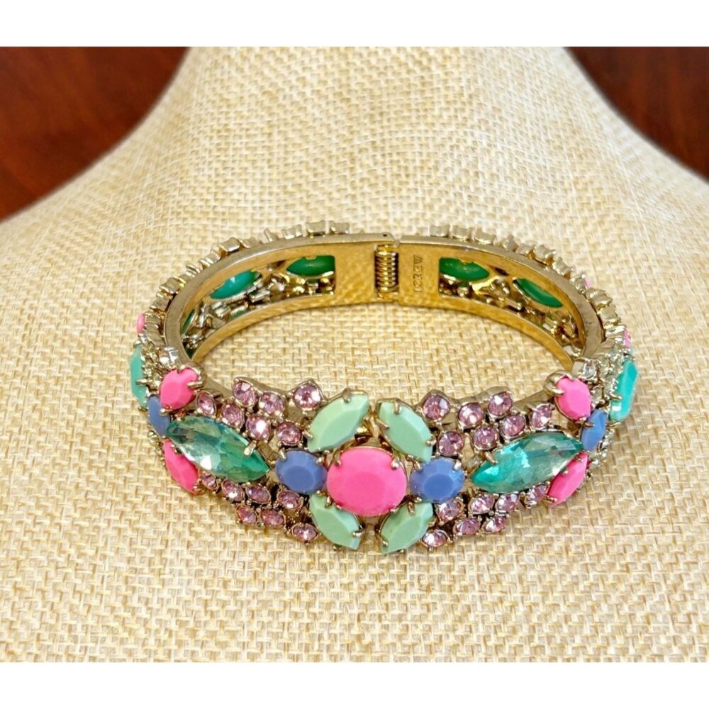 J.Crew Multicolor Rhinestone Clasp Statement Bracelet - PreOwned